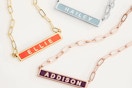 bar necklace with paperclip chain