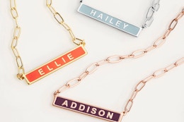 bar necklace with paperclip chain