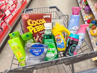 crest oral-b garnier fructis downy tide febreze cocoa pebbles in walgreens cart