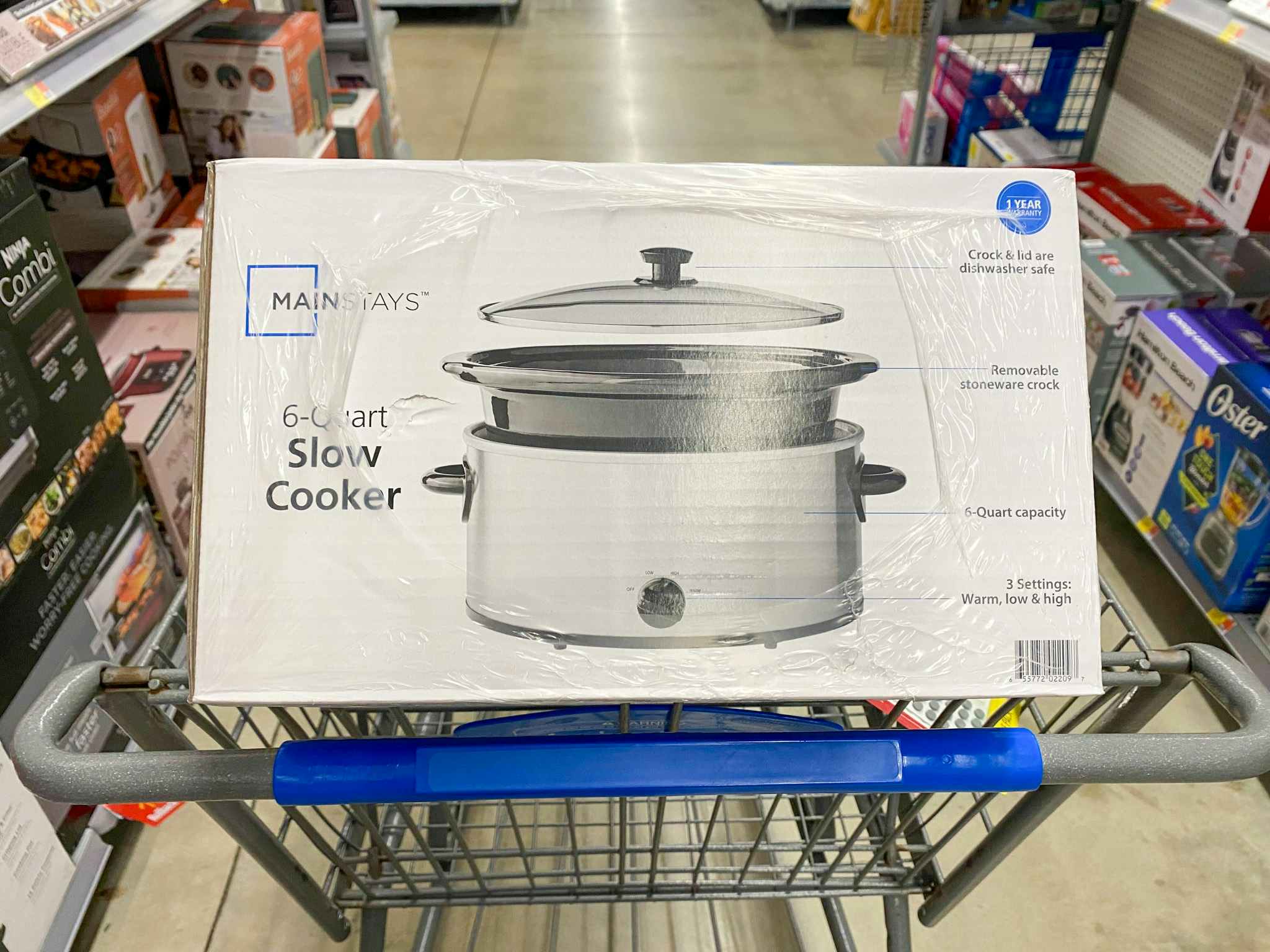 mainstays slow cooker in a walmart cart