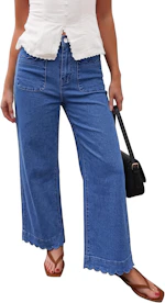 Women's Scalloped Straight-Leg Jeans
