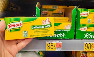 hand holding knorr bouillon cubes at walmart