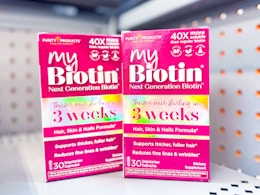 purity products mybiotin on a store shelf