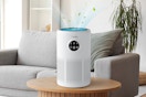 an air purifier in a living room