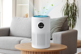 an air purifier in a living room
