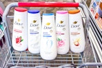 cvs shopping cart with dove body washes