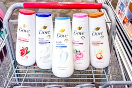 cvs shopping cart with dove body washes