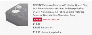 mattress protector Amazon receipt