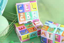 celebrate wrapping paper on gifts