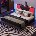 King Bed Frame with LED Headboard