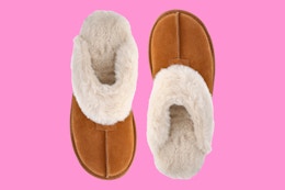 Stock image of the Joyspun Women's Suede Clog Slippers