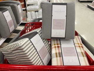 threshold flannel sheet sets in a target cart