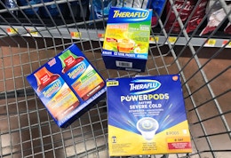 Theraflu medicine products in a shopping cart.