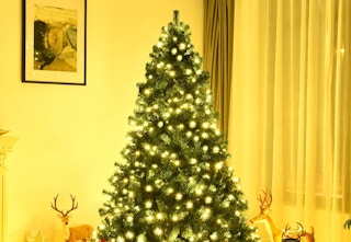 pre-lit christmas tree with white lights
