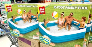 play day 10-foot family pool boxes in walmart store