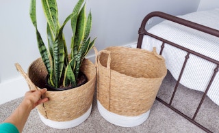 mainstays rope baskets staged in room
