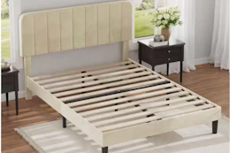 bed frame put together in bedroom