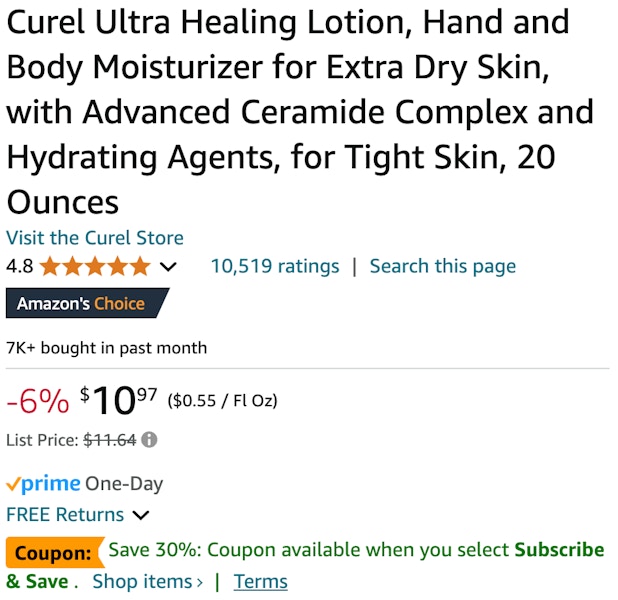 a curel lotion coupon on amazon