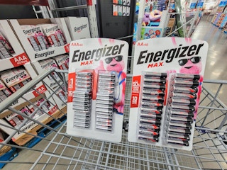 energizer 40-packs of aaa and aa batteries in a cart