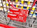 colgate toothpaste in a shopping cart