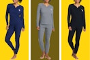 navy, gray, and black thermal underwear