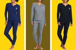 navy, gray, and black thermal underwear