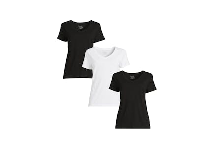 Time and Tru Women's V-Neck Tee 3-Pack