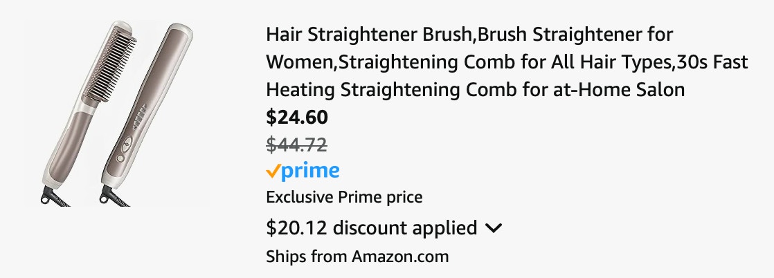 Straightener brush receipt Amazon