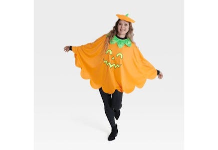 Adult Pumpkin Poncho Costume Set