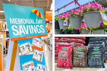 memorial day signs at home depot and hanging baskets