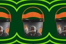 the 2025 burger king halloween bucket on a yellow and green background