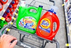 jumbo gain and tide detergents in a walgreens cart