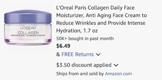 Amazon L-Oreal Paris Collagen Face Moisturizer 2026
