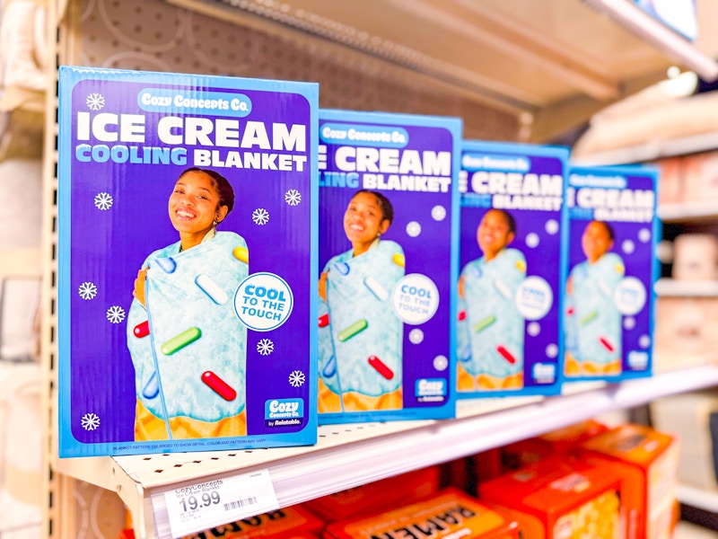 four ice cream cooling blankets on target shelf