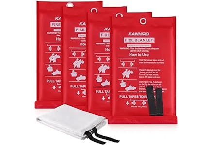 Emergency Fire Blankets 4-Pack