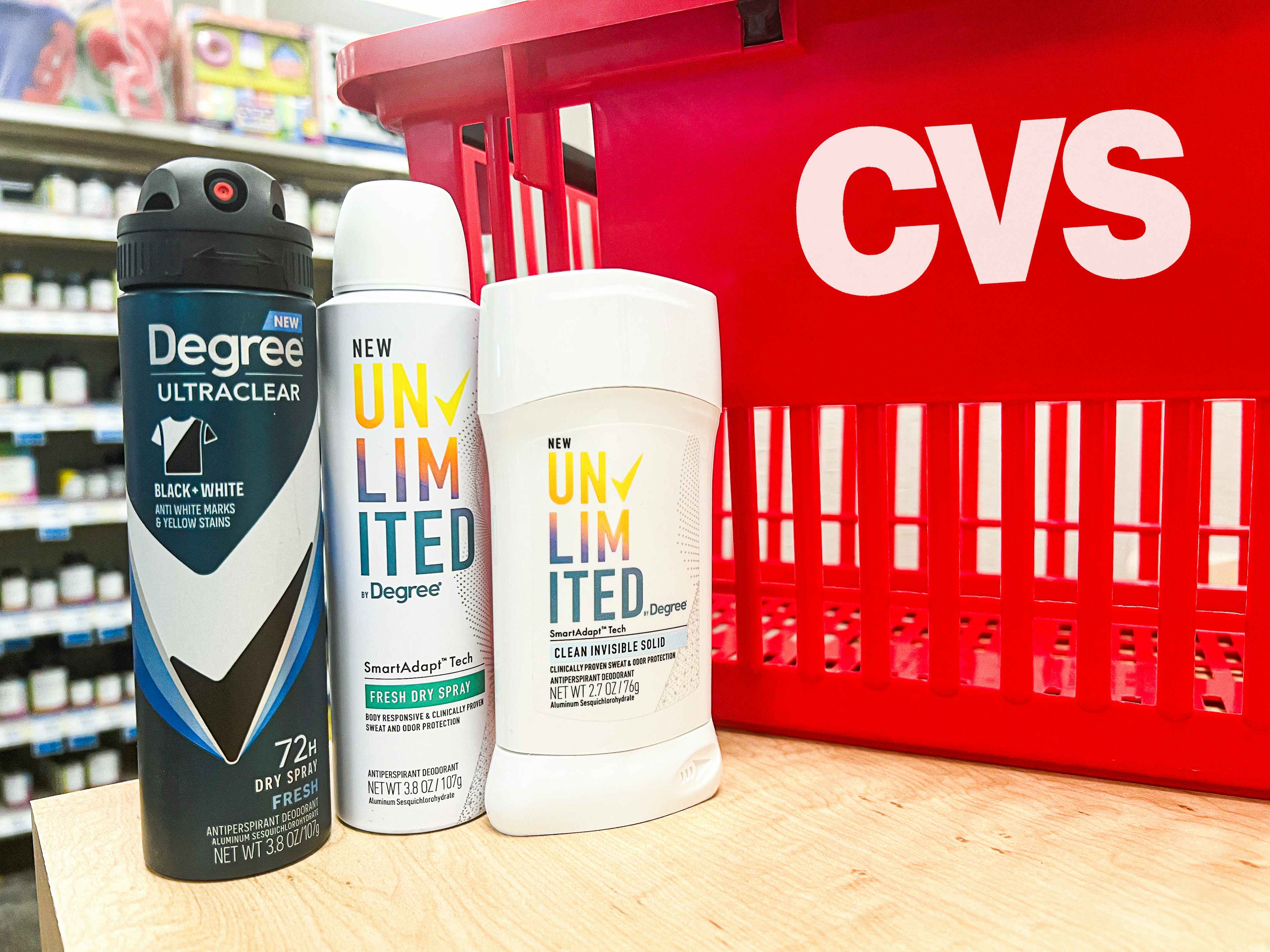 cvs degree and unlimited dry spray and deodorant stick3255