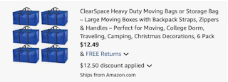 moving bags Amazon receipt
