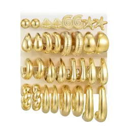 Gold Hoop Earrings Set