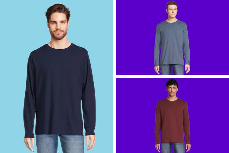 Bestselling Long-Sleeve Crew-Neck Tees, Only $4 at Walmart - The Krazy ...
