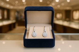 These $500 Half-Carat Diamond Halo Hoop Earrings Are $25 at SuperJeweler card image