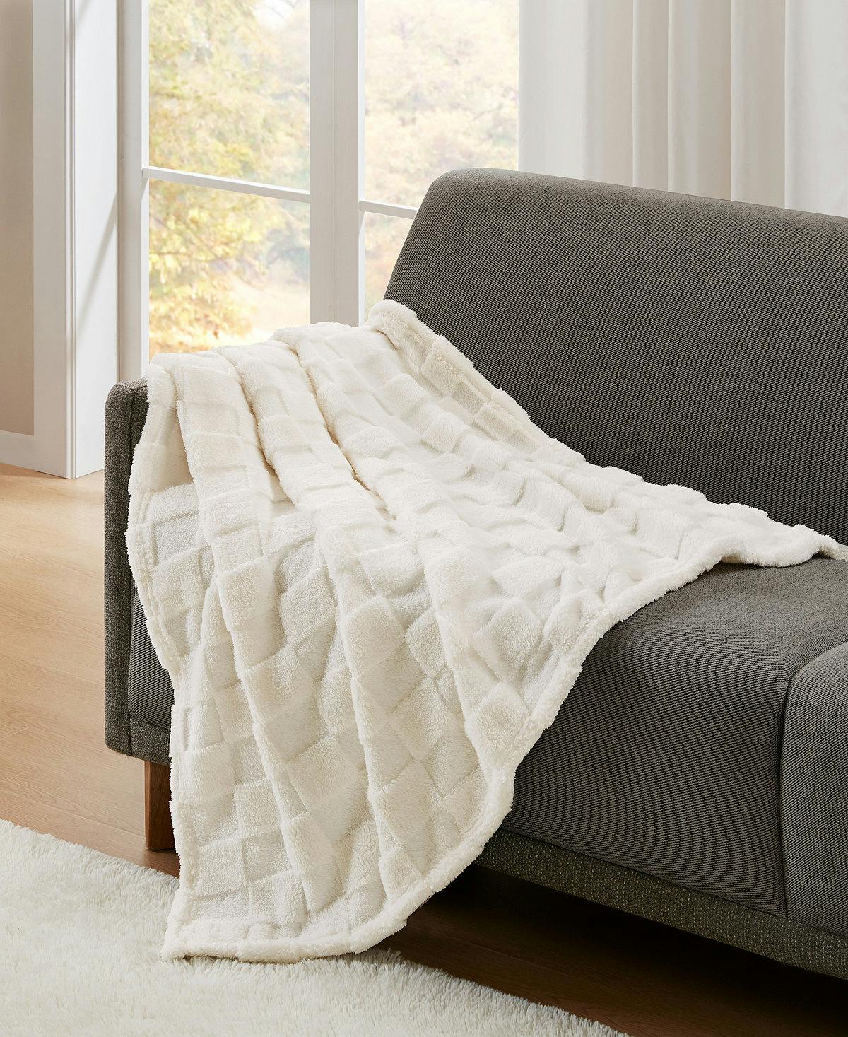 Cozy Check Jacquard Sherpa Throw