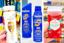collage image of pantene shampoo, coppertone sunscreen, and old spice deodorant