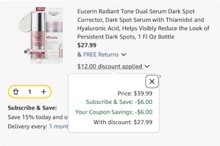 Eucerin Amazon receipt