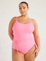 Time and Tru Women's Belted One Piece Swimsuit