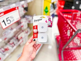 hand holding an energizer plug led night-light 2-pack