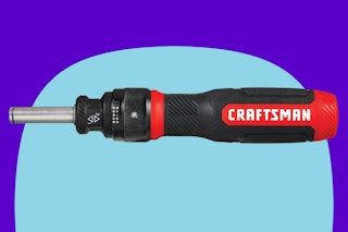  CRAFTSMAN Ratcheting Screwdriver on a blue background.