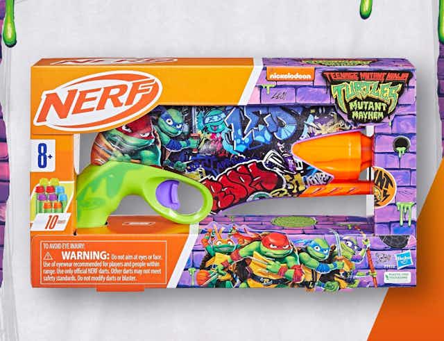 Nerf Teenage Mutant Ninja Turtles Blaster, Just $8.49 on Amazon card image