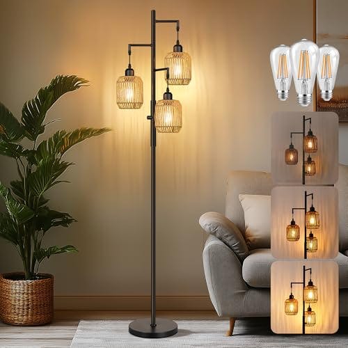 Dimmable Boho 3-Light Floor Lamp