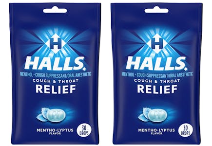 2 HALLS Cough Drop Bags