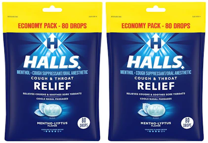 2 HALLS Cough Drop Bags